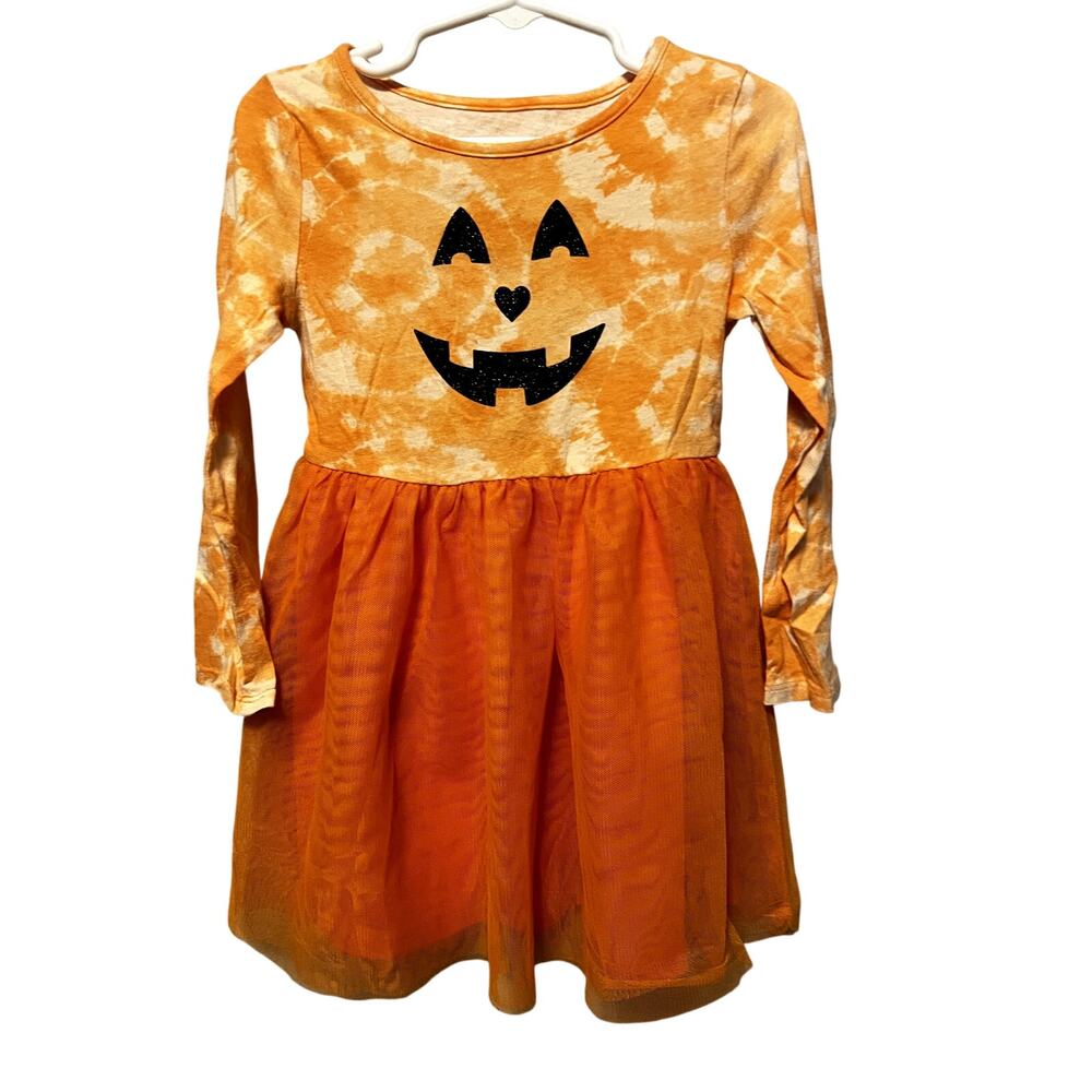 Jumping Beans Orange Tie Dye Jack O Lantern Dress Size 3T